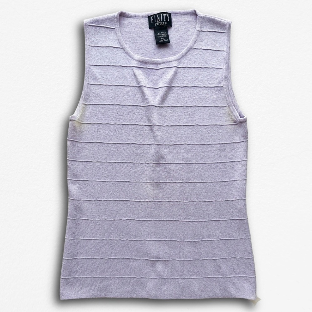 Finity Petite Lavender Purple Sleeveless Knit Shell Sweater Top Size PL